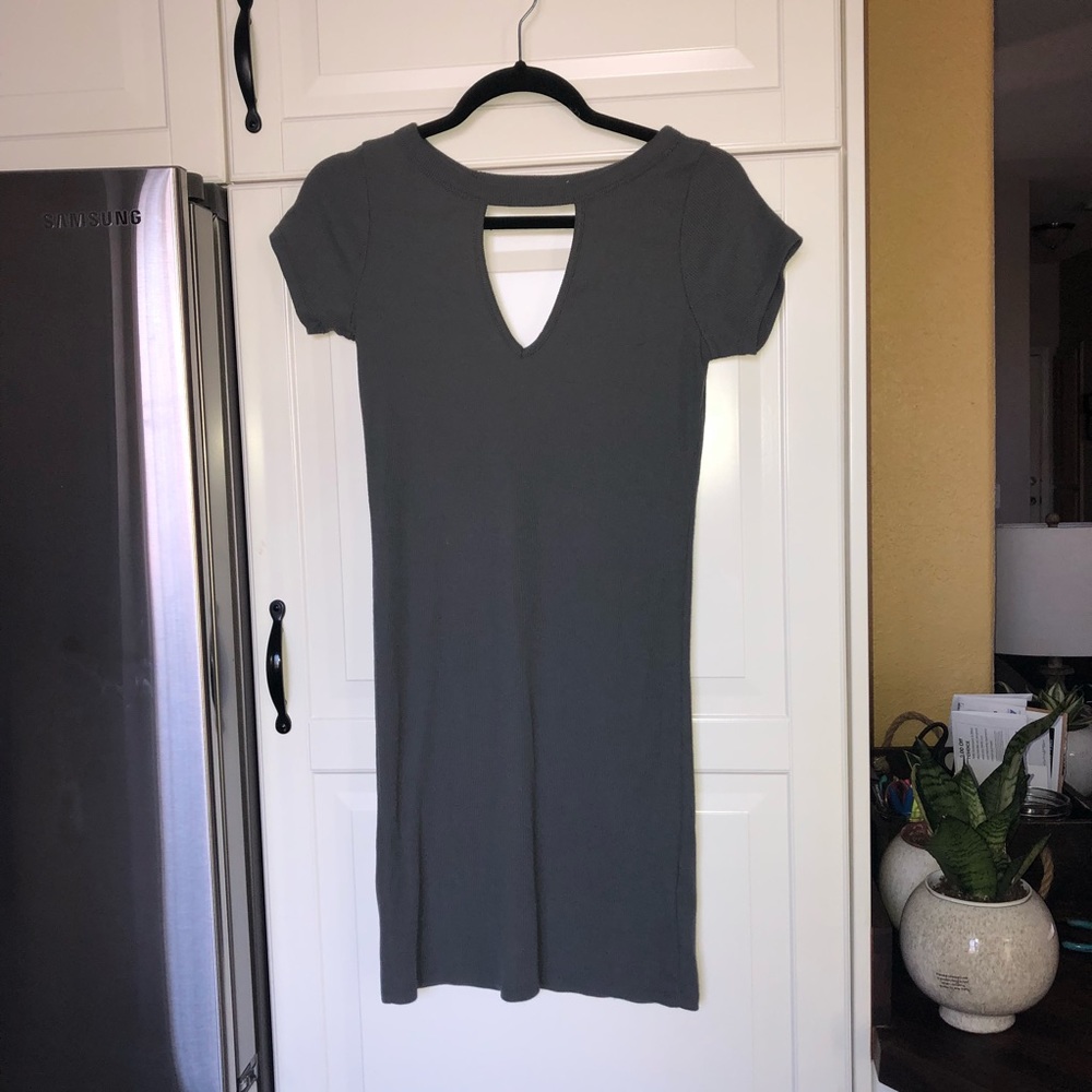 Gray V-neck Bodycon